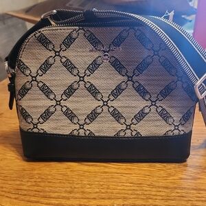Michael Kors Beige and Black Signature Dome Crossbody